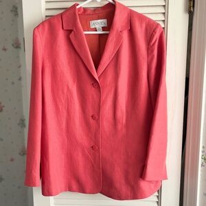 Casual Corner Annex Vintage Coral Linen/Rayon Lightweight Blazer Sz 16